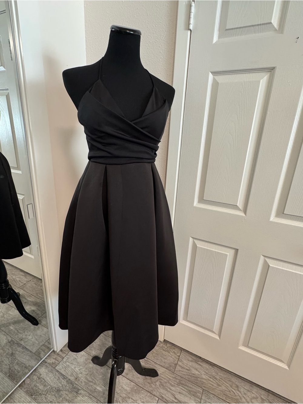 ASOS Black Halter Midi Fit-and-Flare Dress